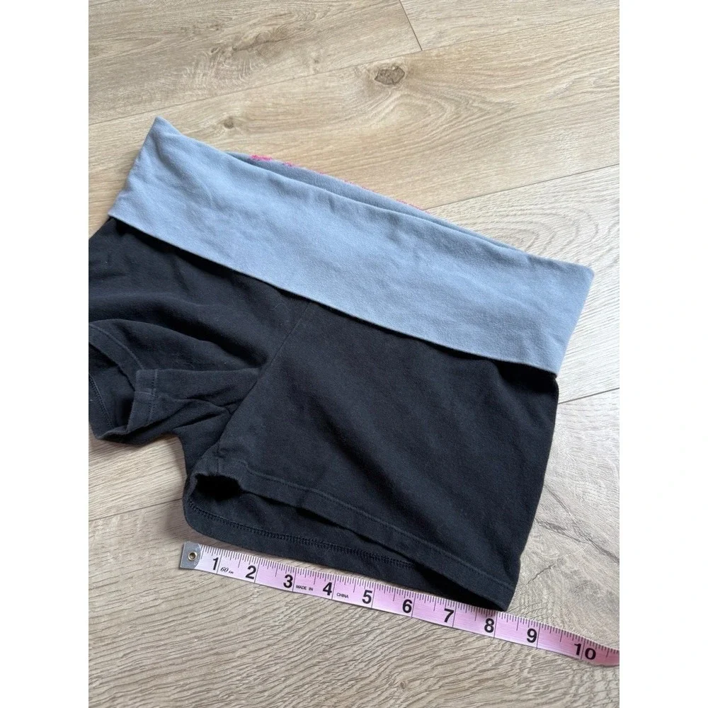 EUC Victoria Secret PINK YOGA Y2K fold over waist shorts‎ sequin logo size L